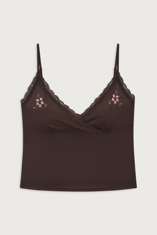 Sleepy Embroidered Tank Bourbon by Frankies Bikinis 