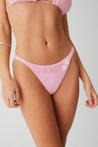 Tide Crochet Cheeky Bikini Bottom - Slipper Pink