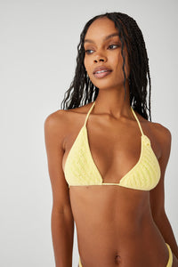Tide Knit Triangle Bikini Top Honey Butter