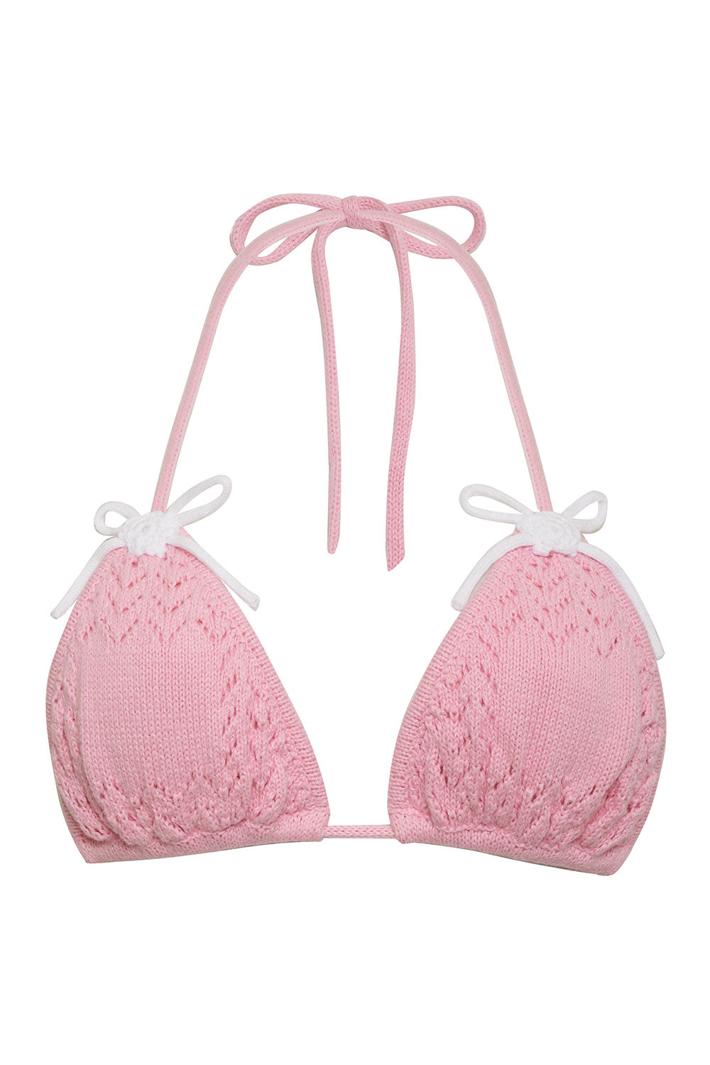 x GUIZIO Tide Crochet Triangle Bikini Top - Slipper Pink