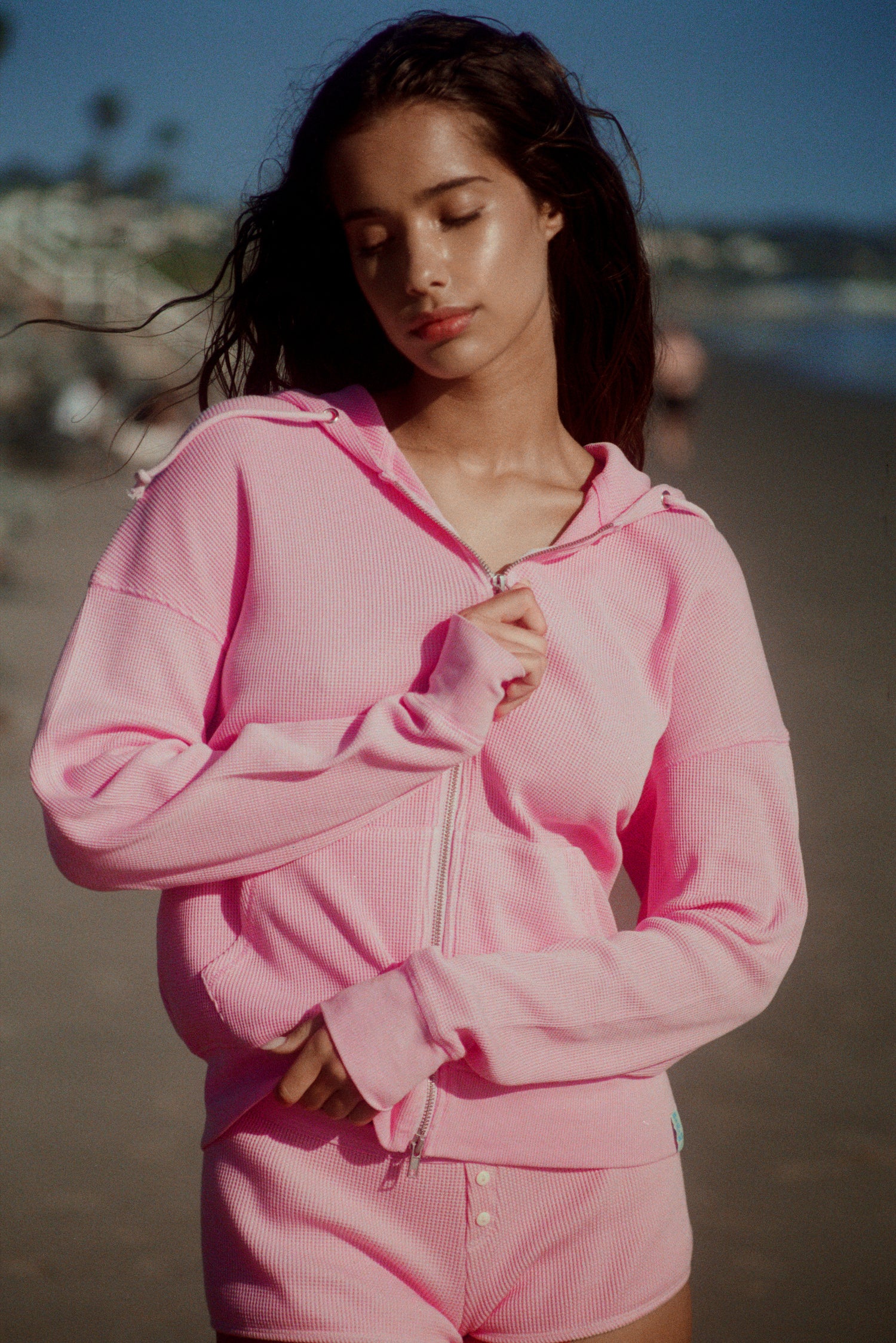 Weekend Thermal Hoodie  Blush