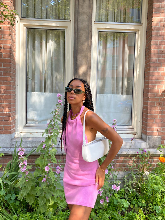 Amaka Hamelijnck Edit Zephyr Halter Cashmere Dress Rose by Frankies Bikinis 