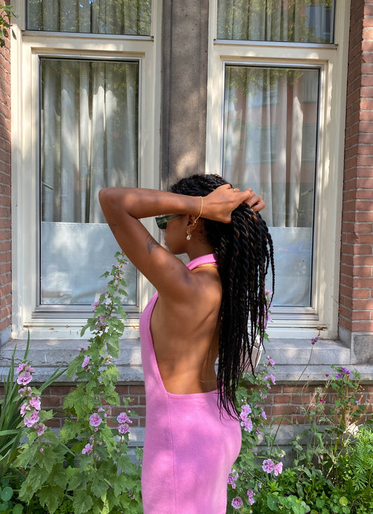 Amaka Hamelijnck Edit Zephyr Halter Cashmere Dress Rose by Frankies Bikinis 