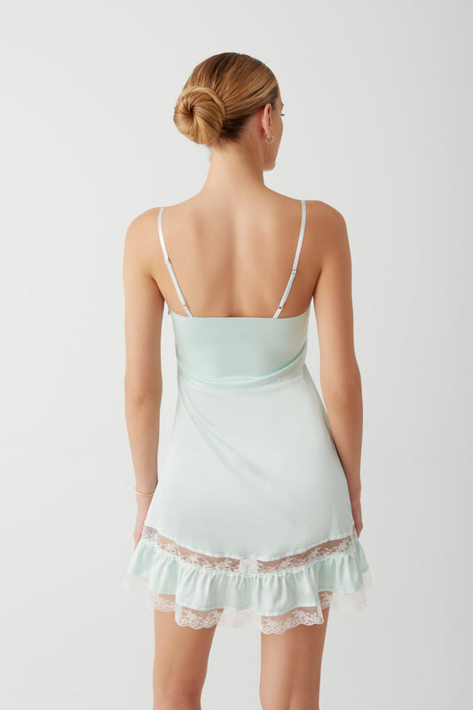 Product-Hover--Carson Satin Mini Dress - Pistachio