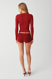 Providence Cloud Knit Mini Short - Red Velvet