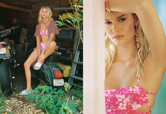 love in venice pink floral bikinis by Frankies Bikinis 