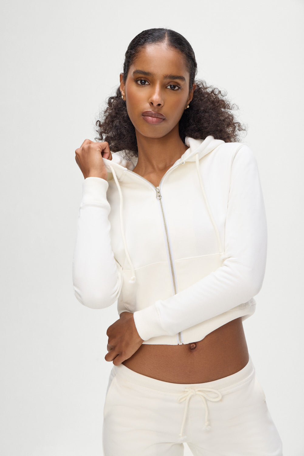 Fall Zip Up Hoodie  White