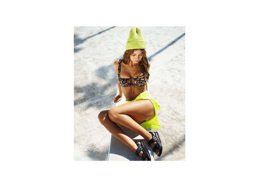 Leopard Ruffle Bikini Top With Center Tie and Peek A Boo Cutout by Frankies Bikinis 