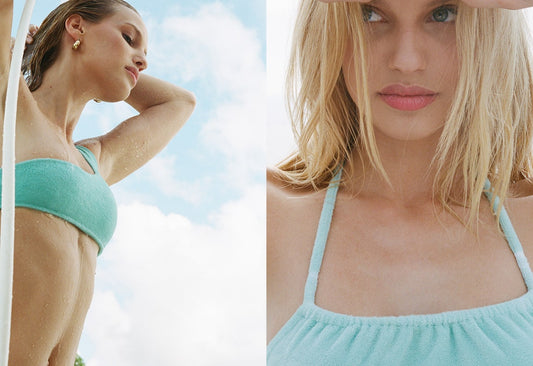 Barb Celeste Terry One Shoulder Bikini Top by Frankies Bikinis 