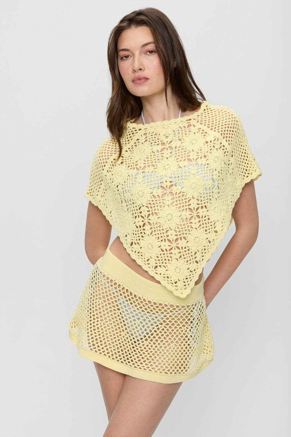 Adaline Crochet Mini Skirt  Whipped Butter