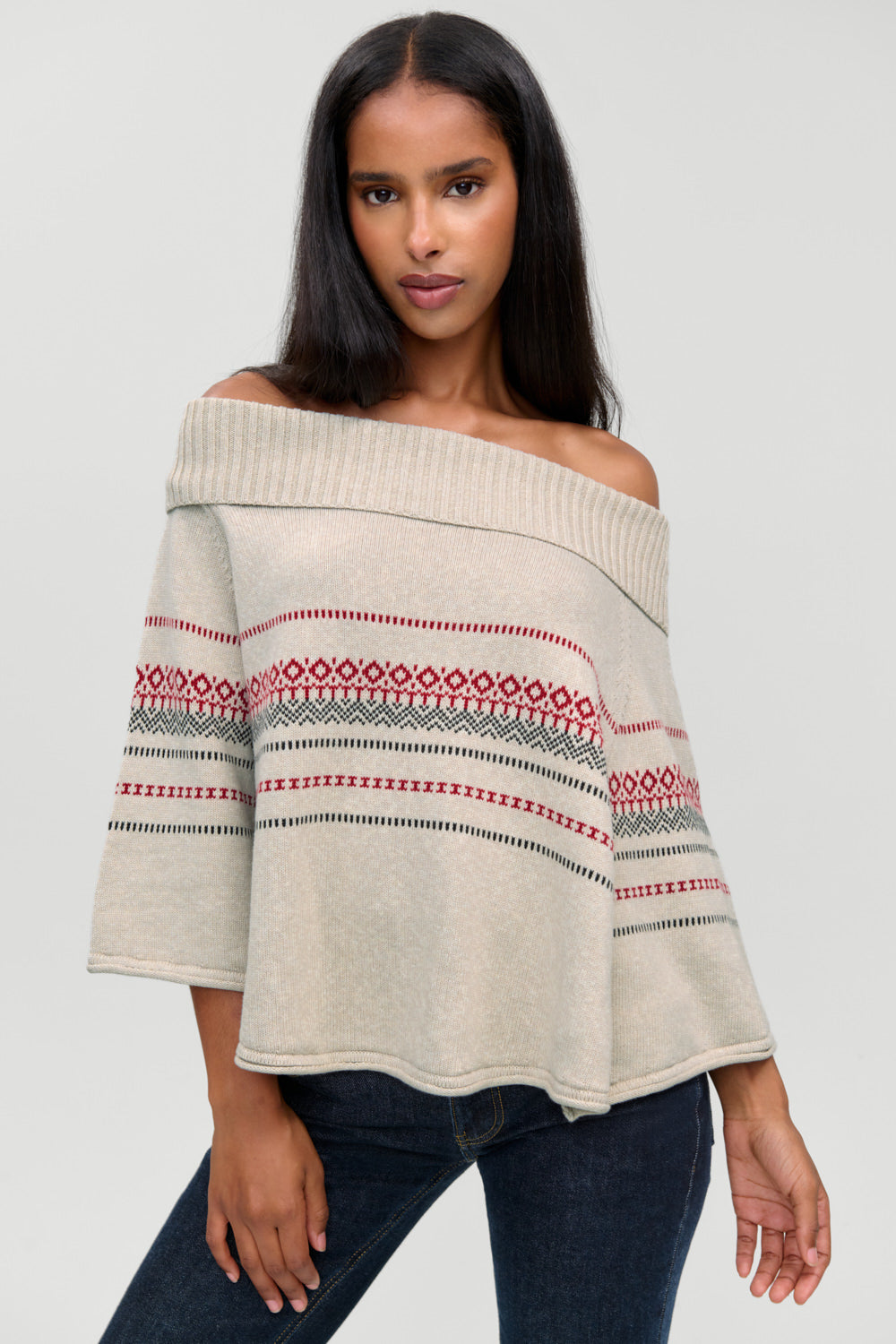 Adams Cotton Knit Poncho  Taos