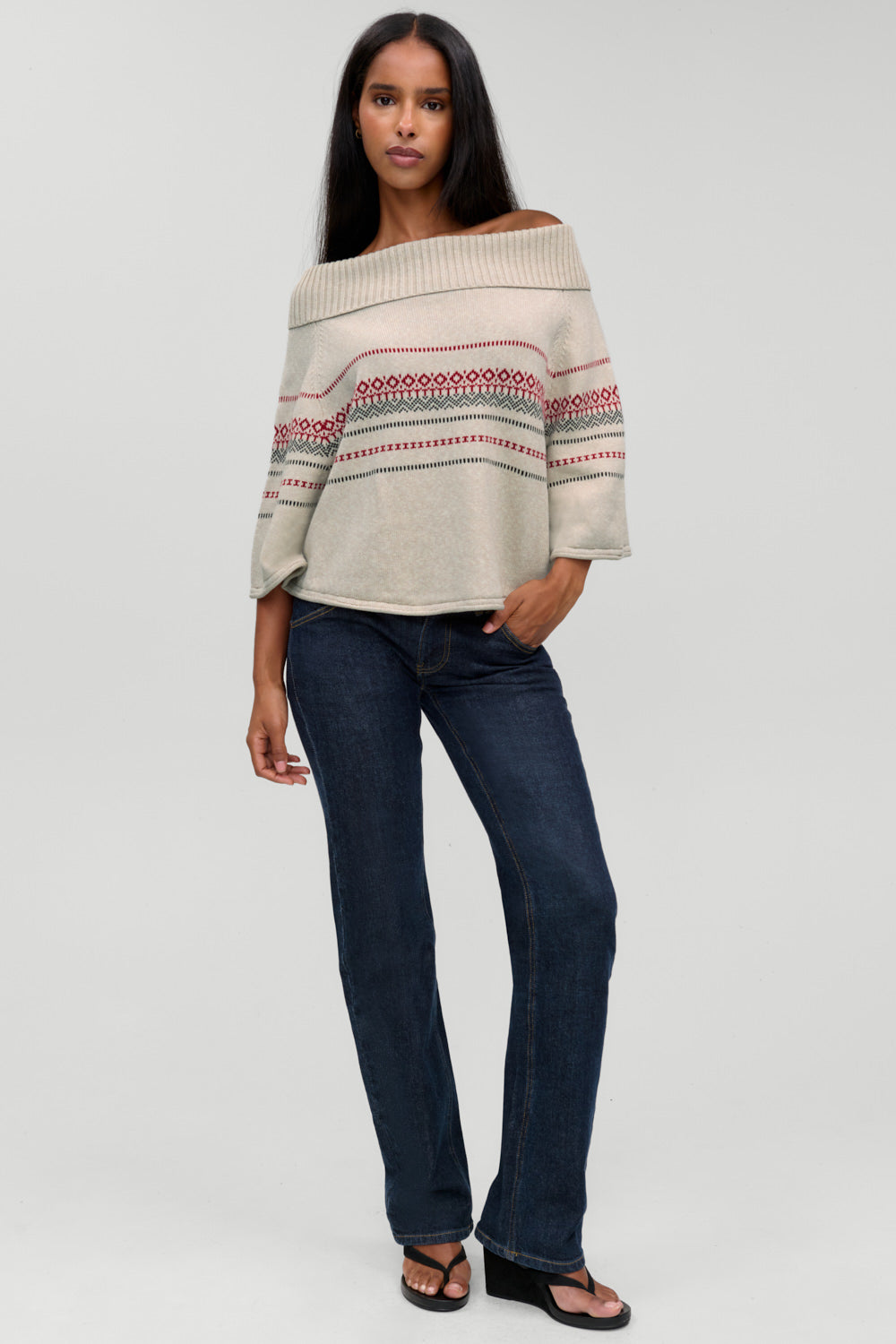 Adams Cotton Knit Poncho  Taos