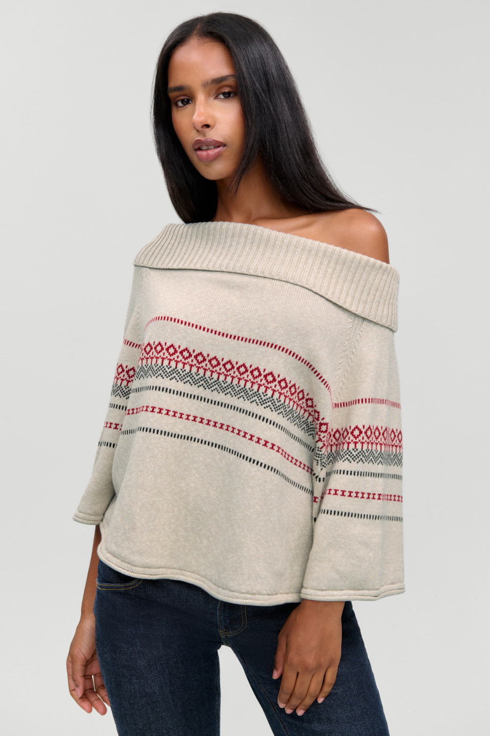 Adams Cotton Knit Poncho  Taos