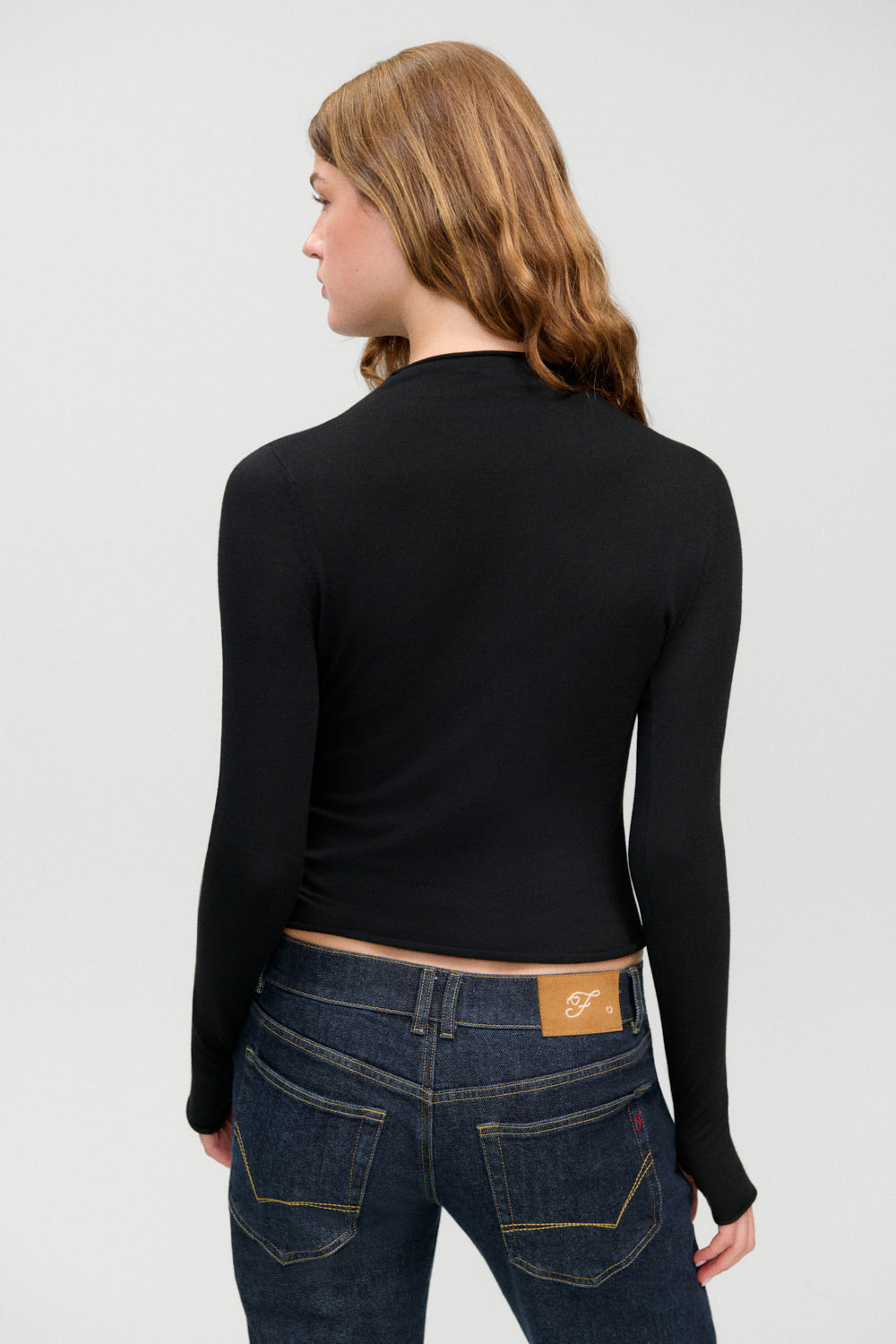 Adele Mock Neck Top  Black