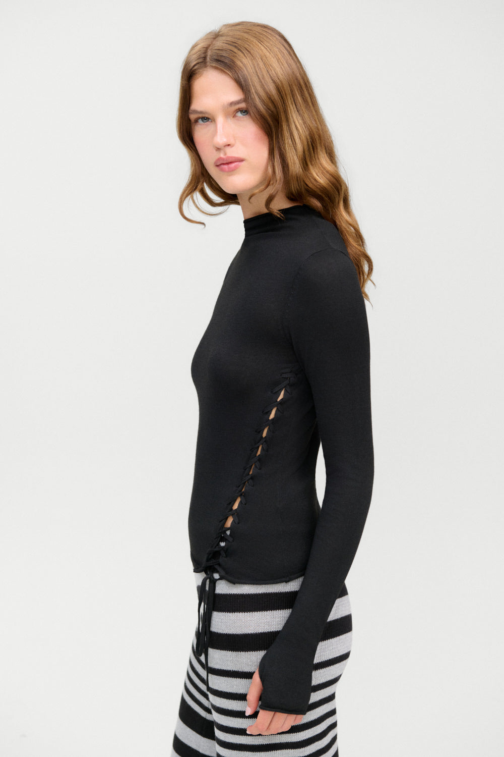 Adele Mock Neck Top  Black