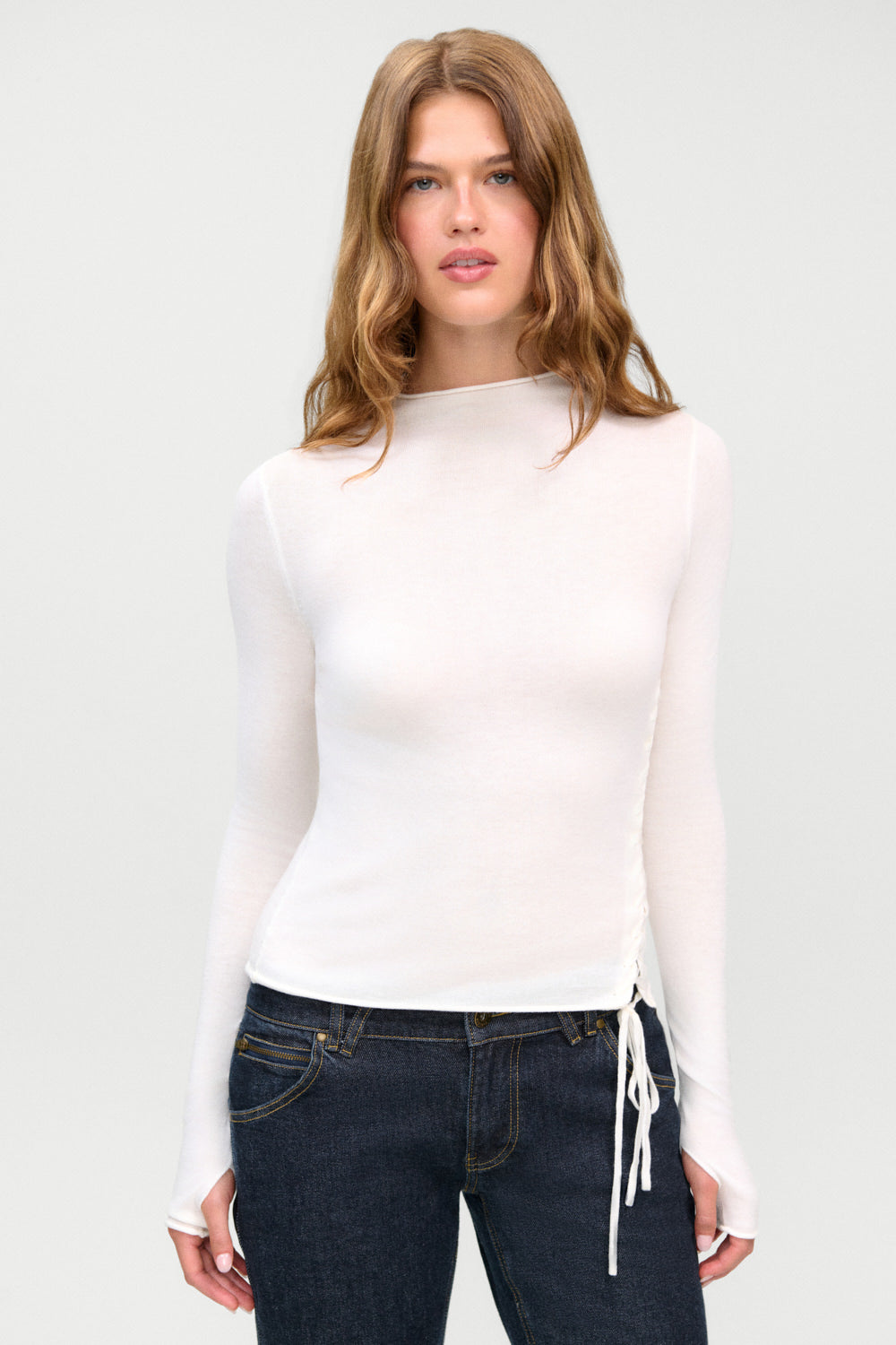 Adele Mock Neck Top  Gardenia