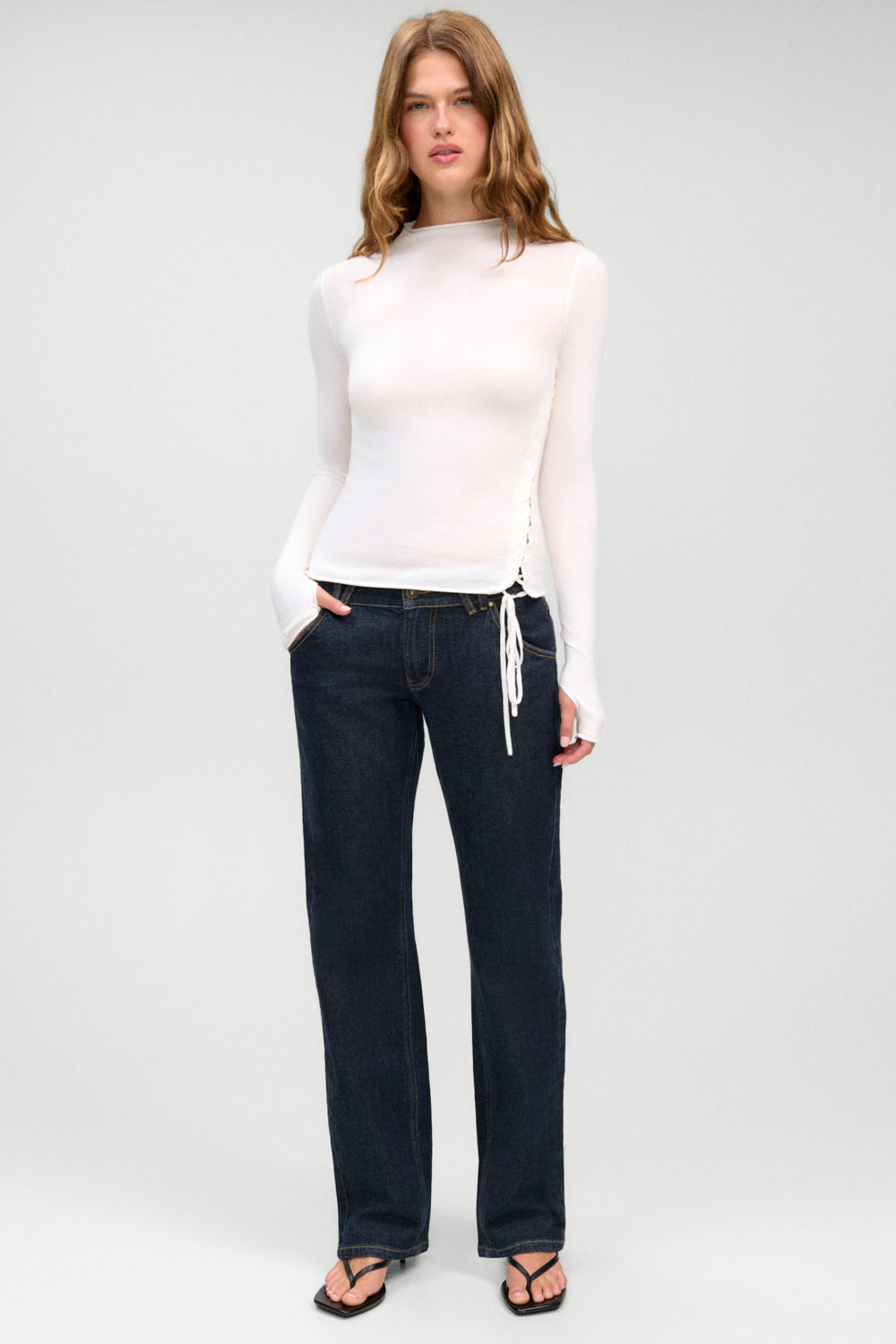 Adele Mock Neck Top  Gardenia
