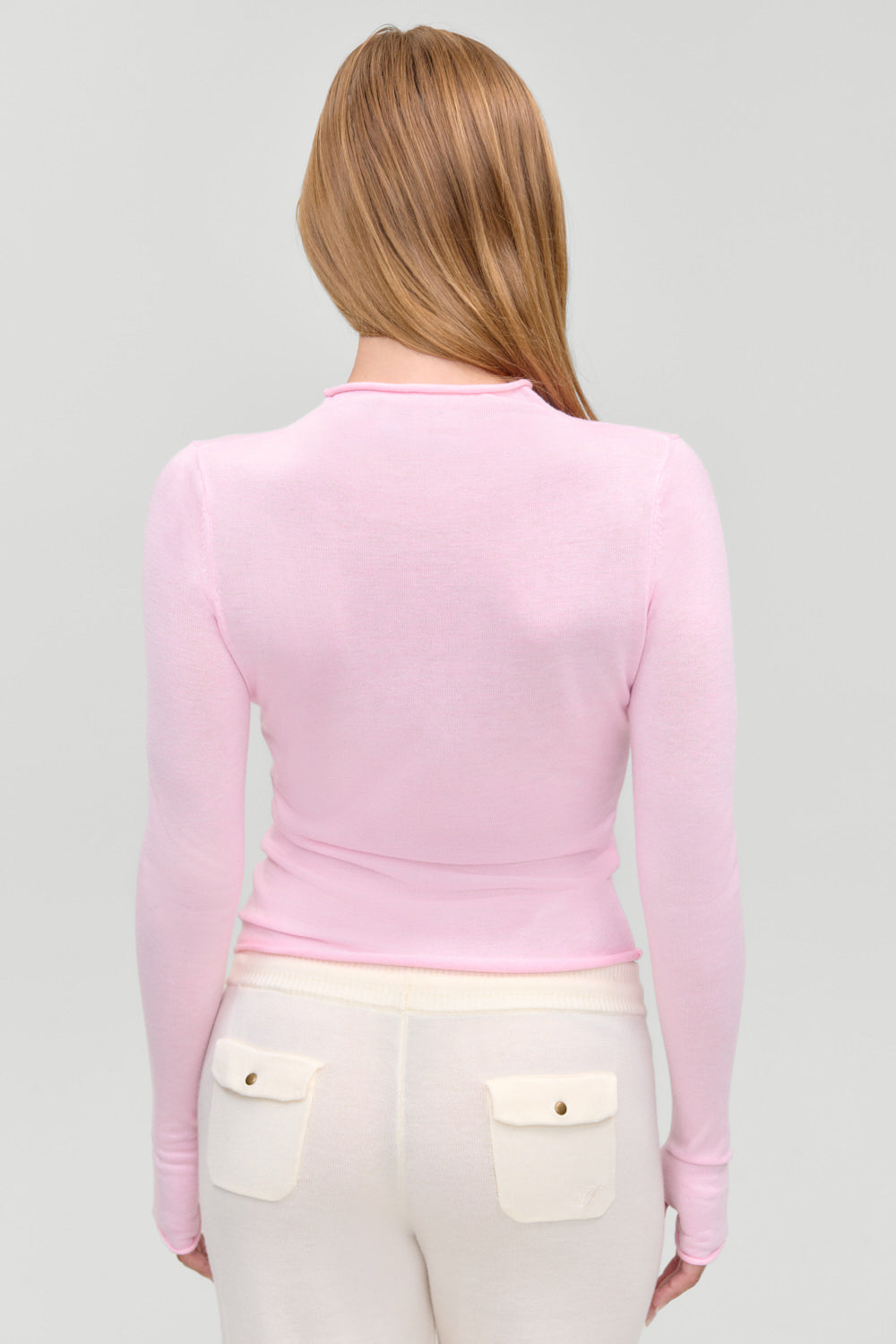 Adele Mock Neck Top  Pillow Pink
