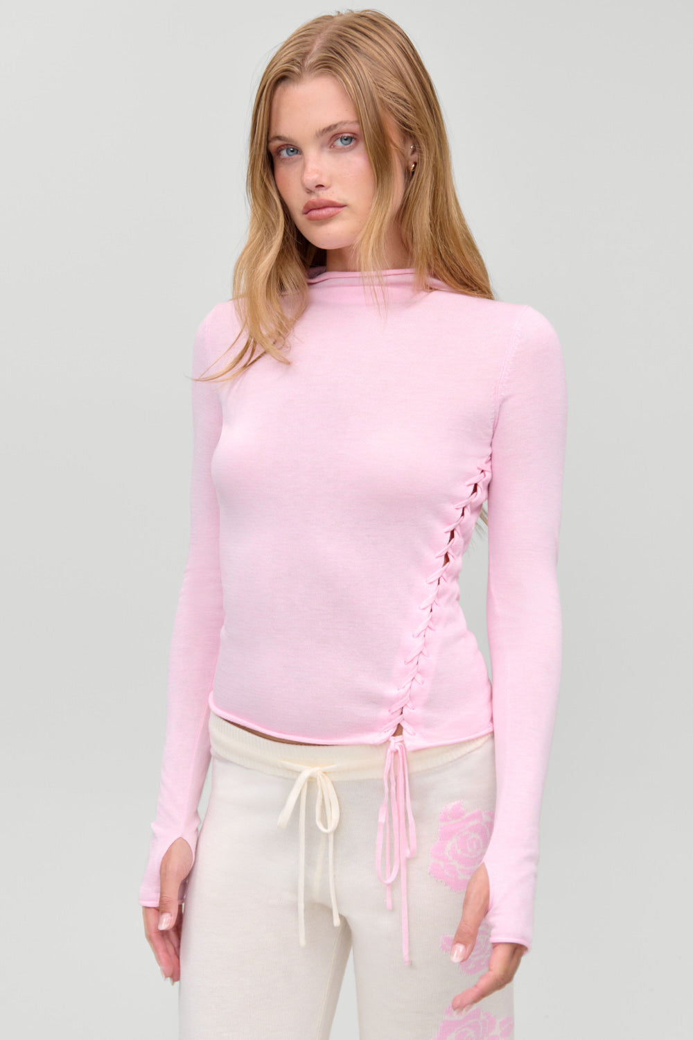 Adele Mock Neck Top  Pillow Pink