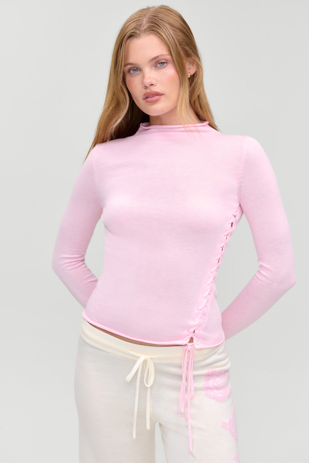 Adele Mock Neck Top  Pillow Pink