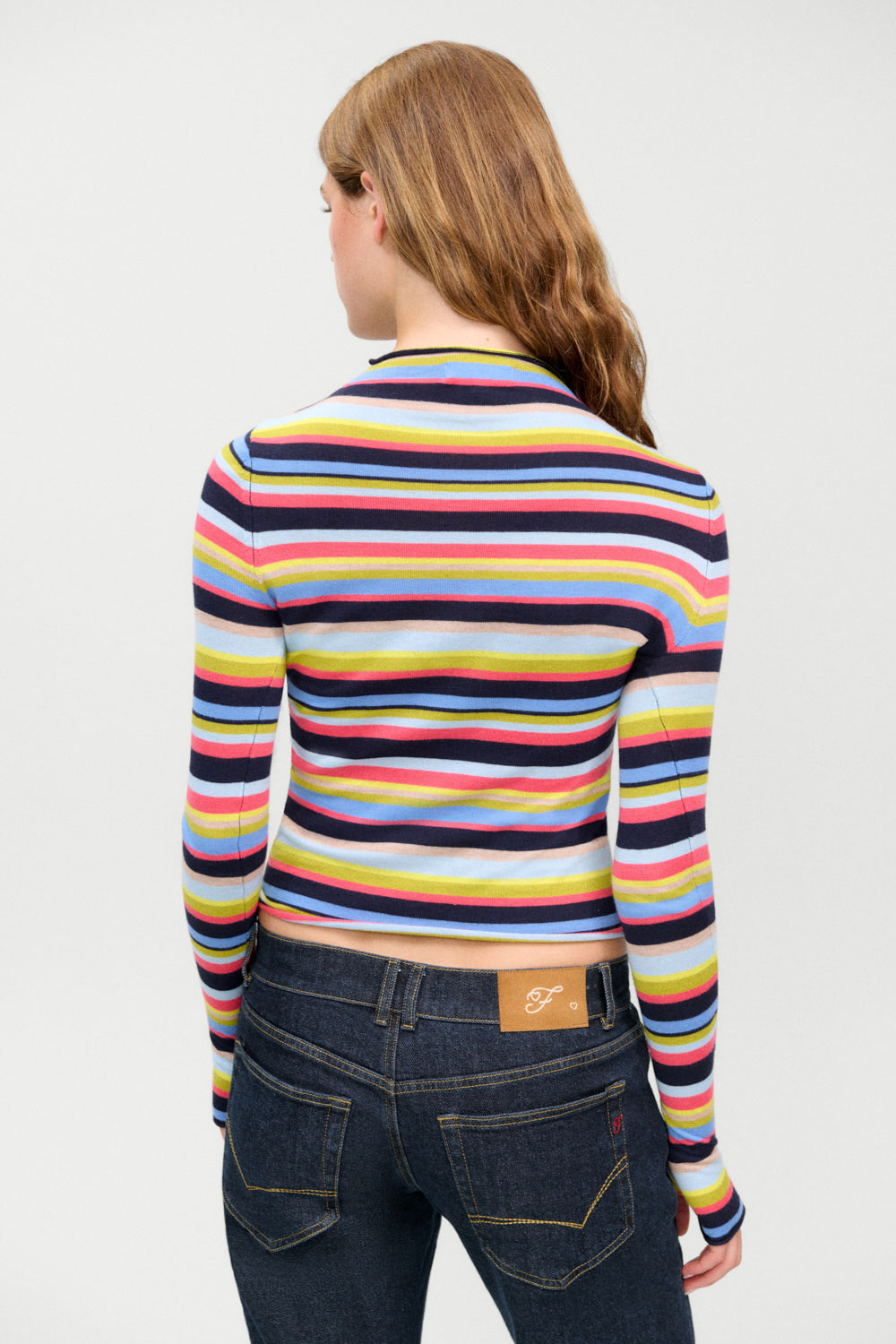 Adele Mock Neck Top  Retro Rainbow