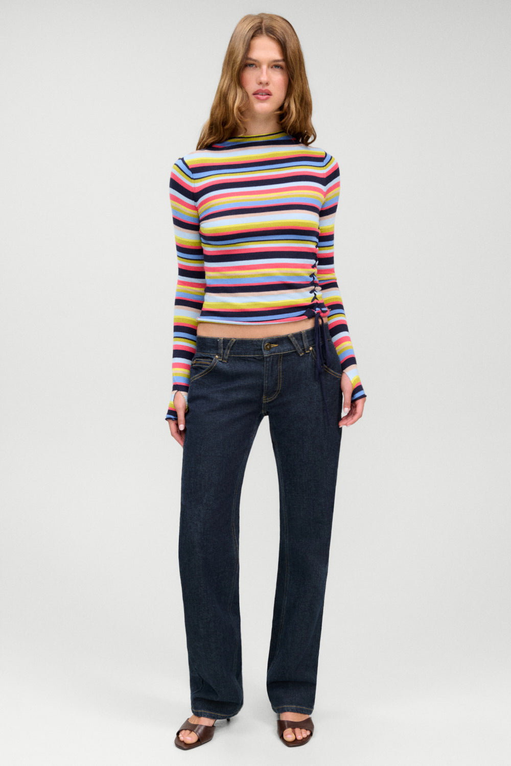 Adele Mock Neck Top  Retro Rainbow