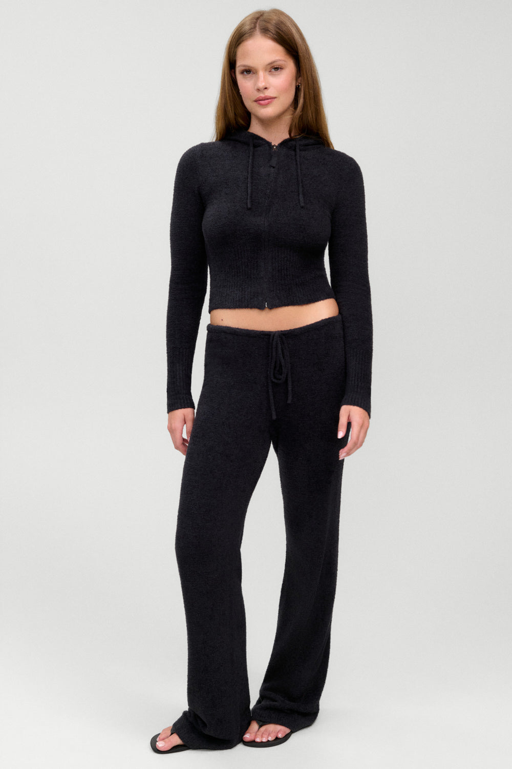 x Barefoot Dreams Aimee Zip Up Hoodie  Black