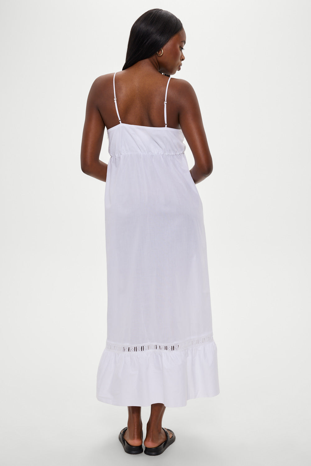 Airy Poplin Midi Dress   White