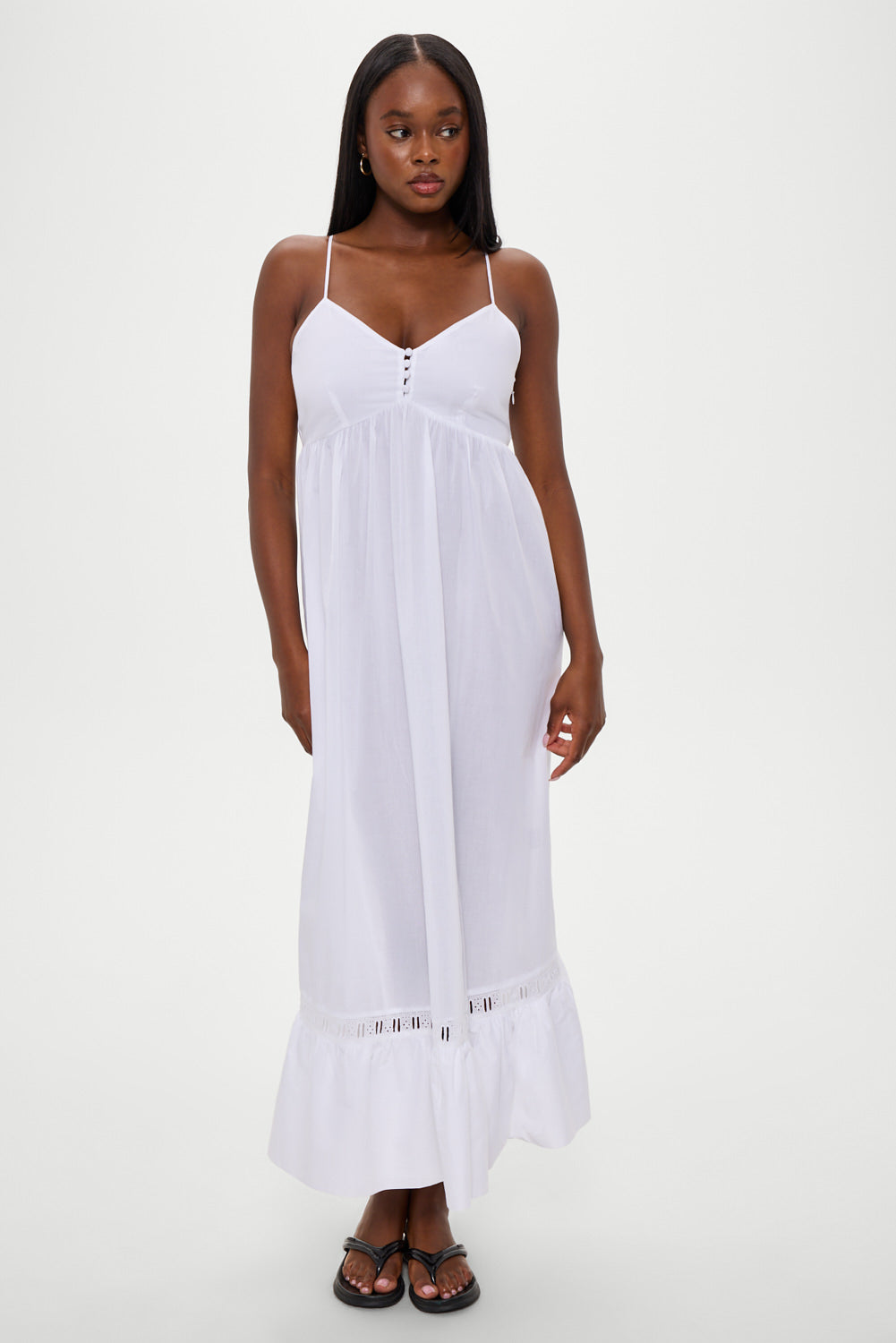 Airy Poplin Midi Dress   White
