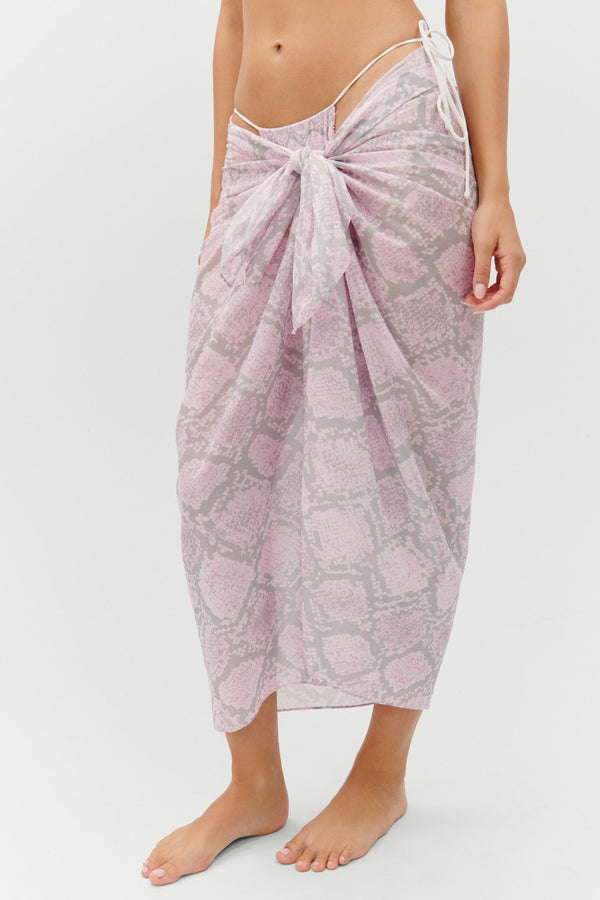 Alessia cotton sarong -  pink python