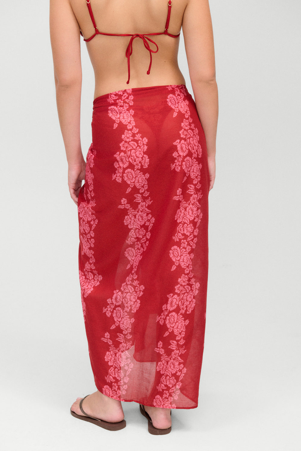 Alessia Cotton Sarong  Scarlet Rose