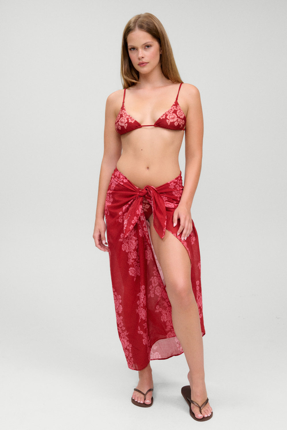 Alessia Cotton Sarong  Scarlet Rose