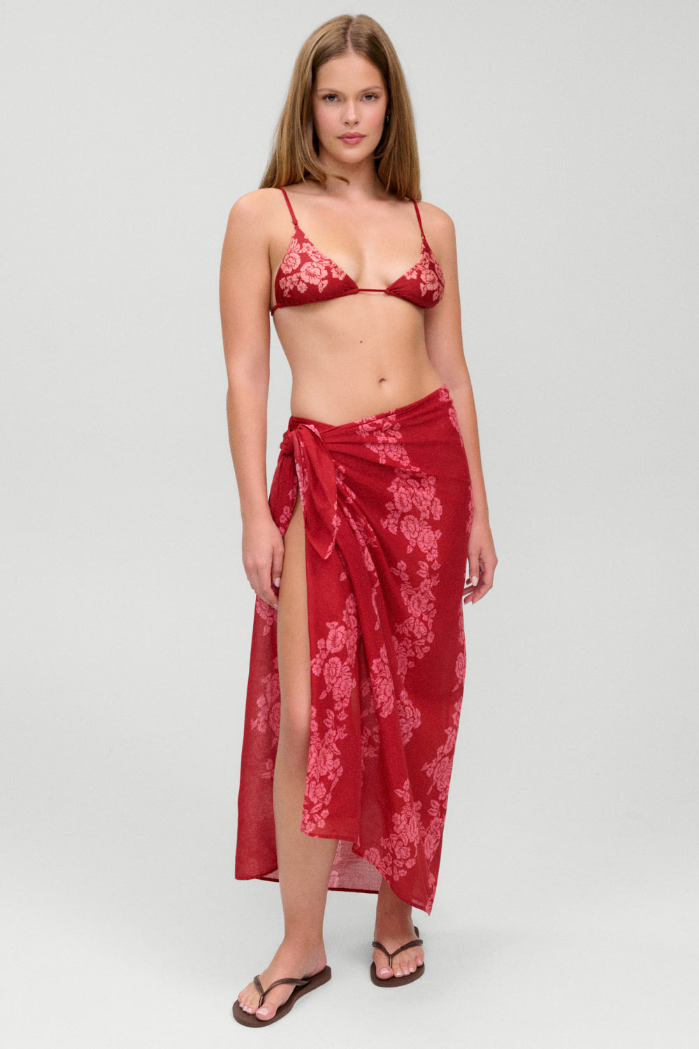 Alessia Cotton Sarong  Scarlet Rose