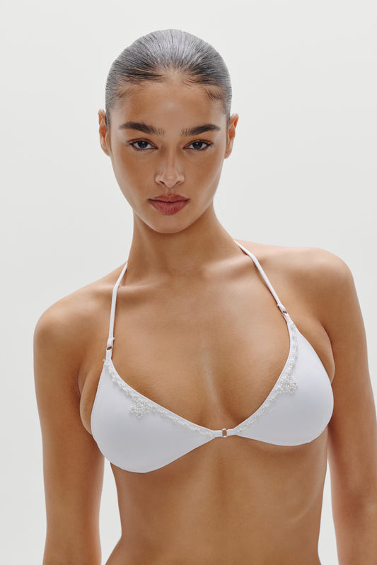 Product-Hover--Amore Beaded Skimpy Bikini Top - Optic White