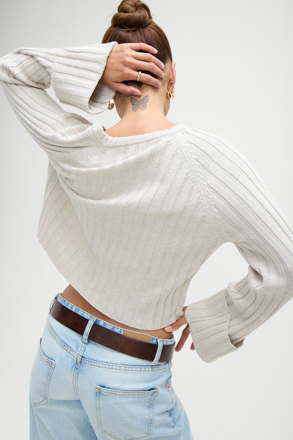 Ashton Cotton Knit Sweater  Cream