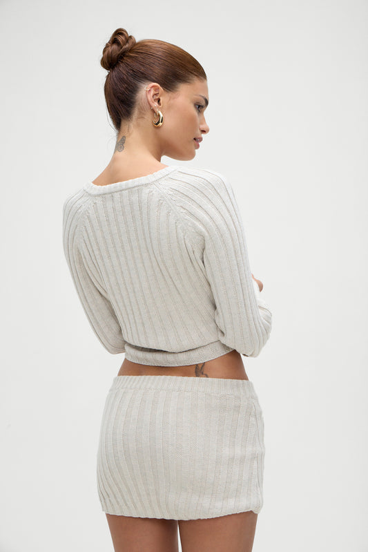 Product-Hover--Ashton Cotton Knit V Neck Sweater in Cream