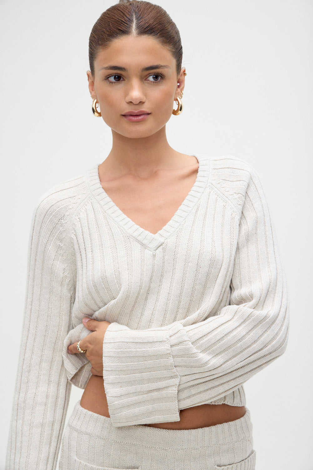 Ashton Cotton Knit Sweater  Cream