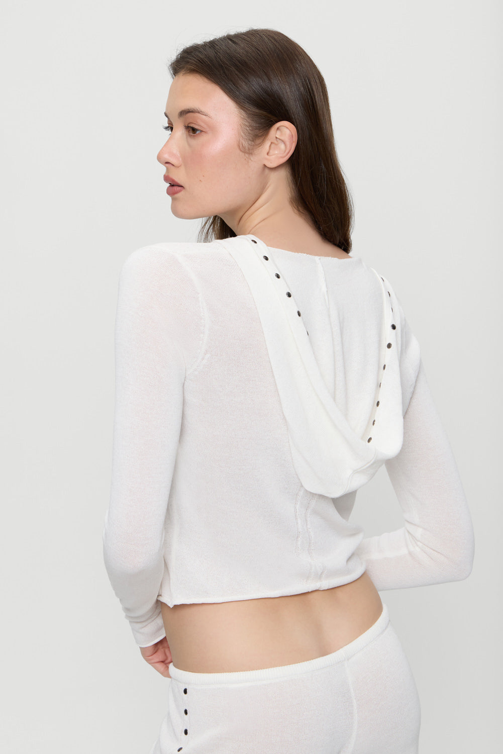 Atlas Zip Up Knit Hoodie  Coconut Cream