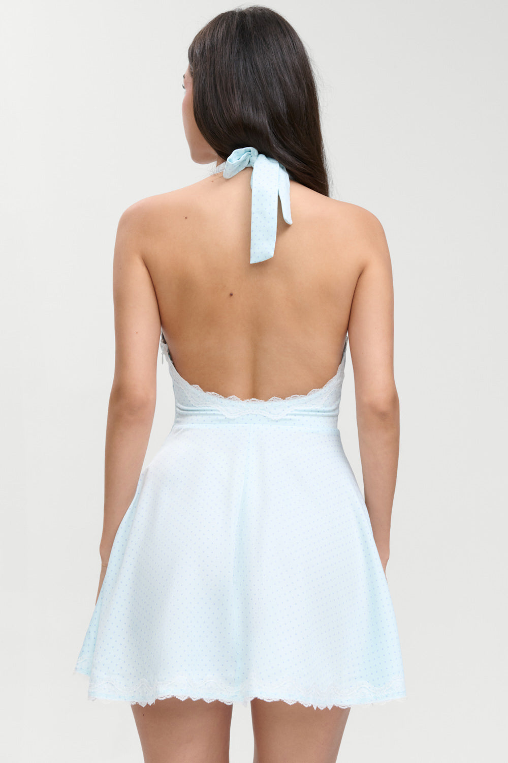 Audrey Satin Mini Dress  Sweet Pea Blue