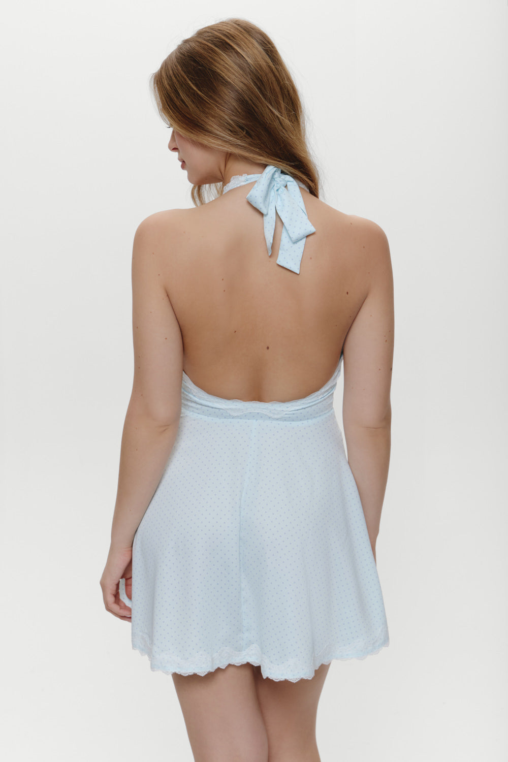 Audrey Satin Mini Dress  Sweet Pea Blue