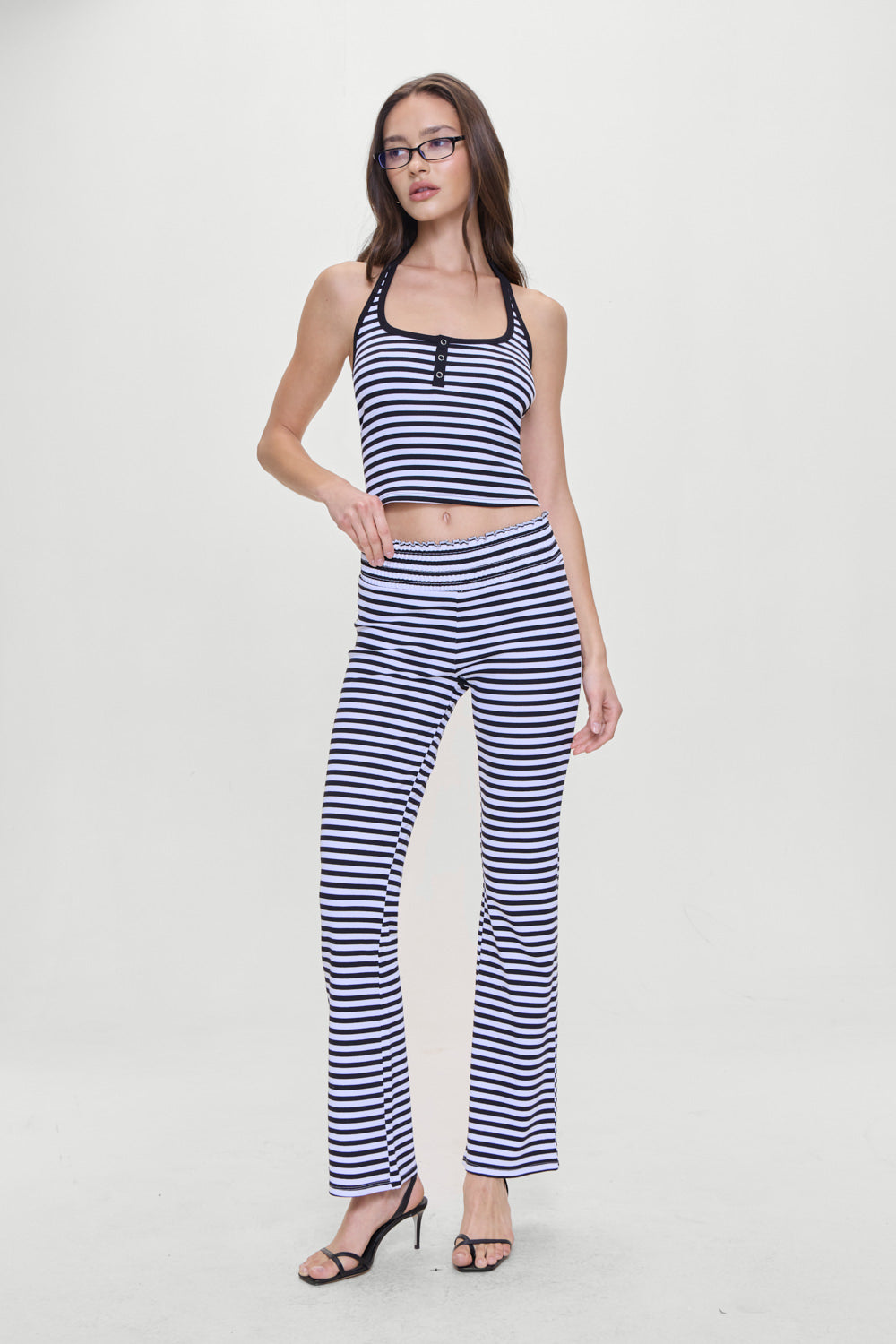 Bambi Striped Halter Top  Silhouette Stripe