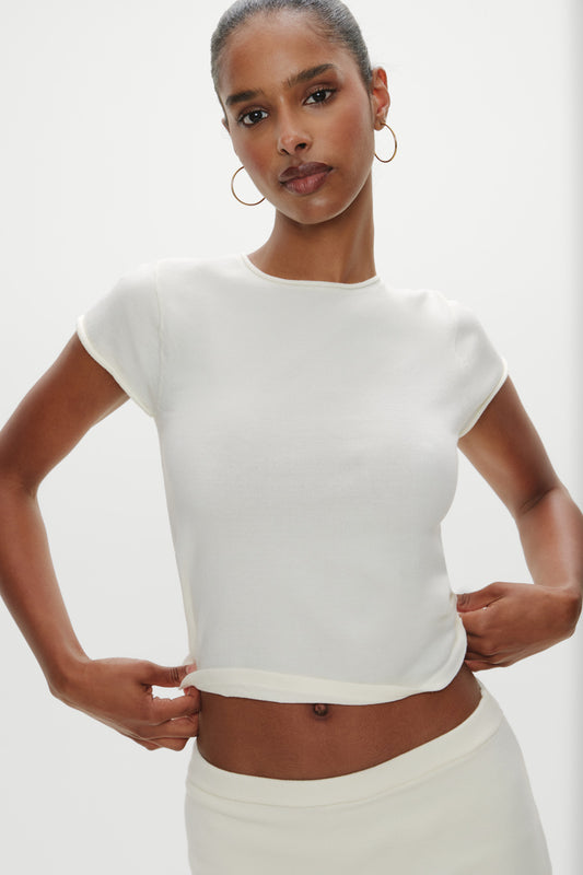 Product--Baylee Knit Tee -  Soft Vanilla