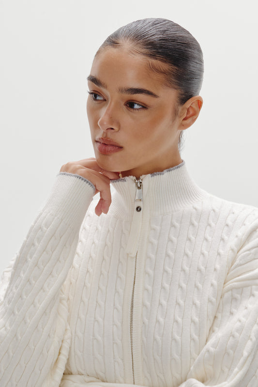 Product-Hover--Bea Knit Zip Up Sweater - Honeymoon