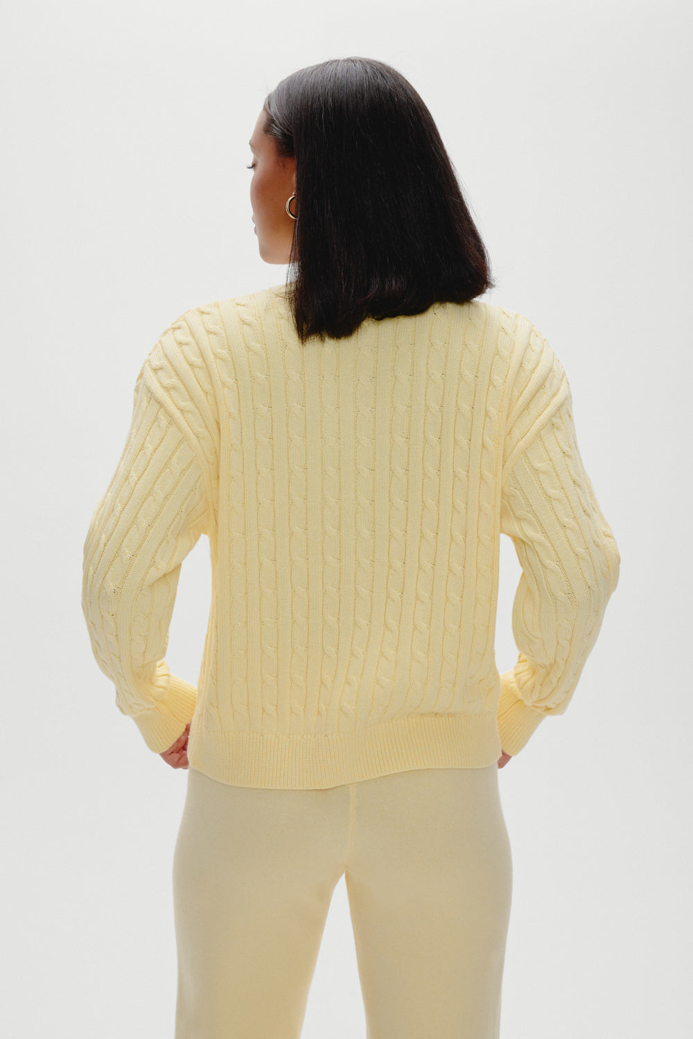 Bea Cable Knit Zip Up Sweater - Daydream