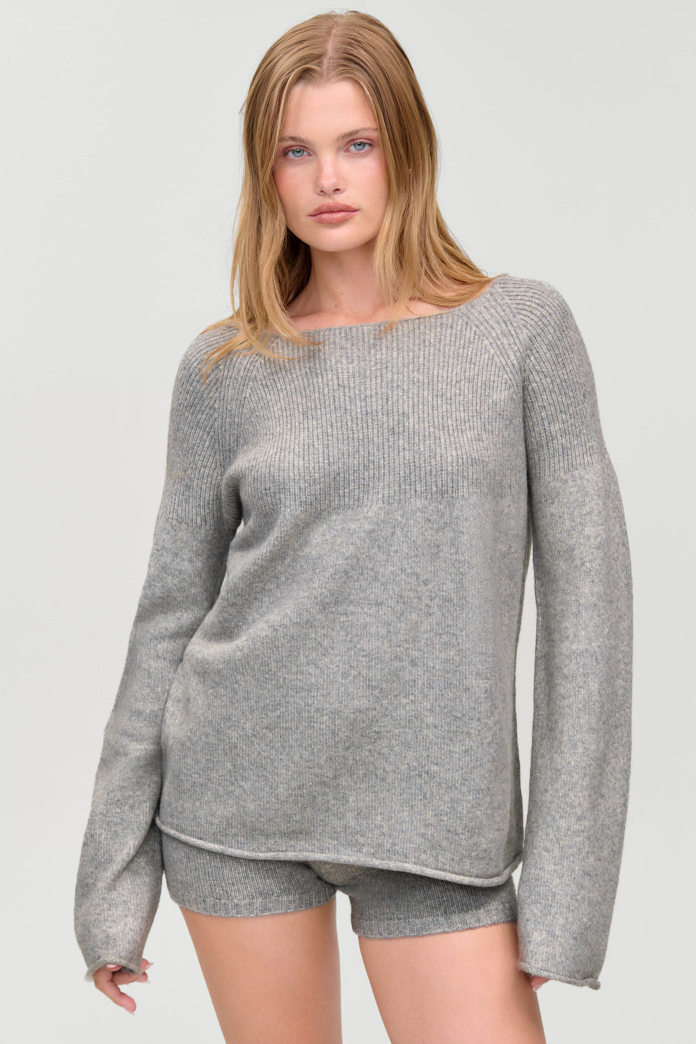 Beau Oversized Brushed Knit Sweater  Fog