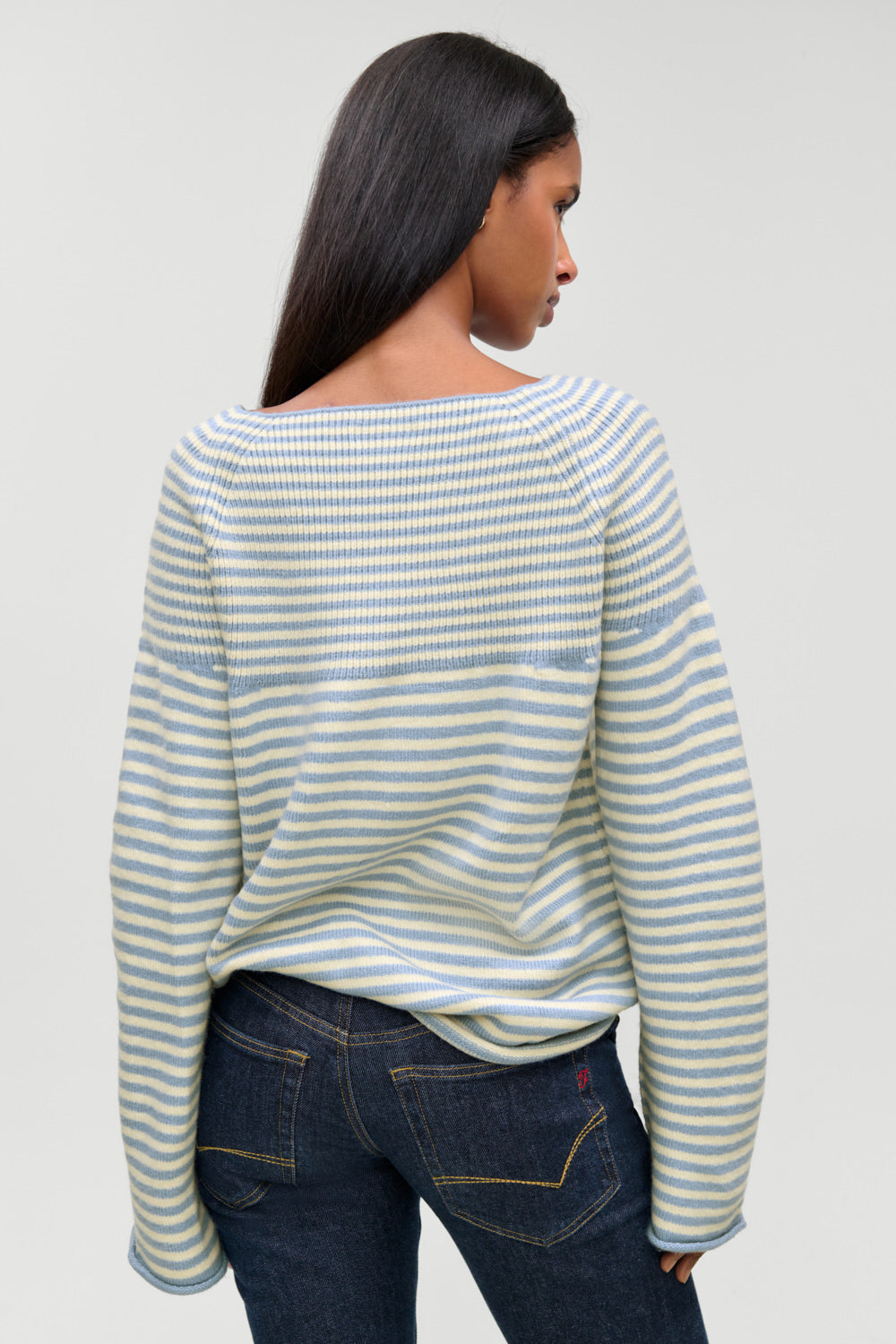 Beau Oversized Brushed Knit Sweater  Hazy Stripe