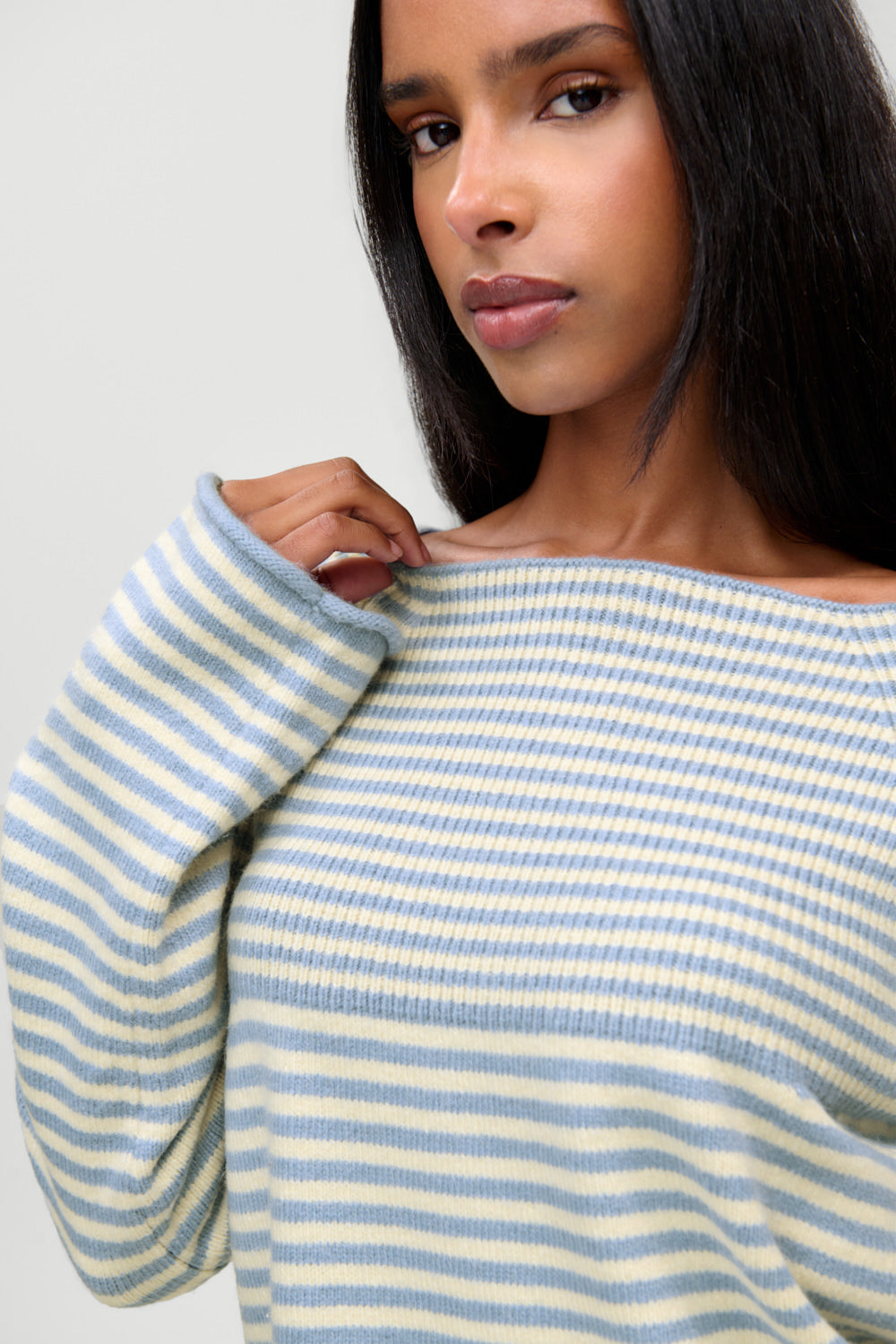 Beau Oversized Brushed Knit Sweater  Hazy Stripe