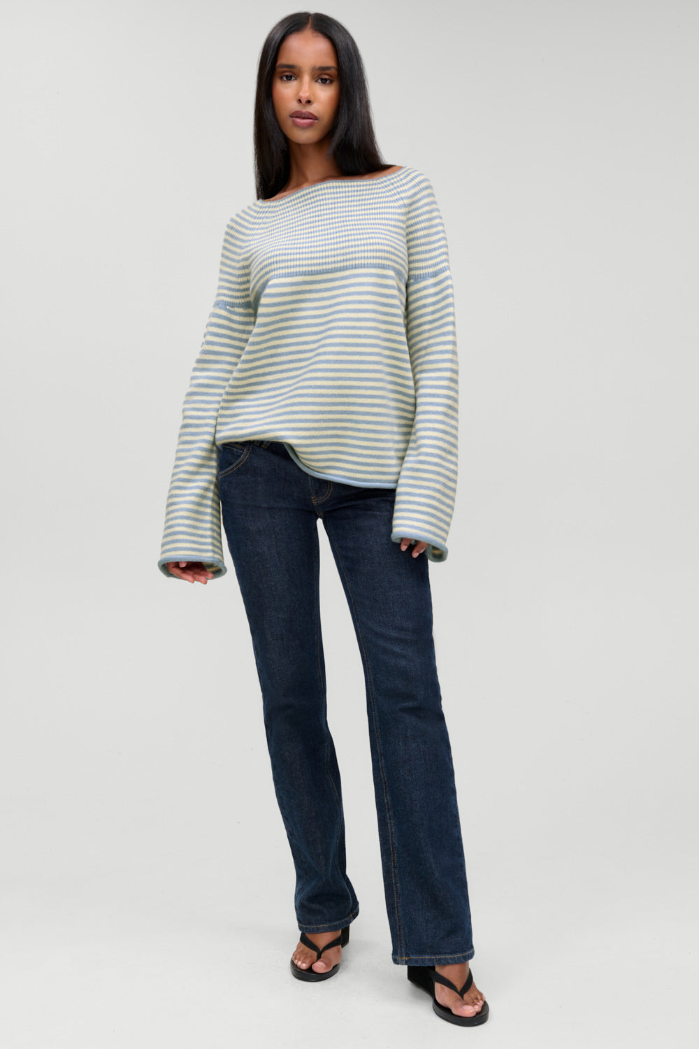 Beau Oversized Brushed Knit Sweater  Hazy Stripe