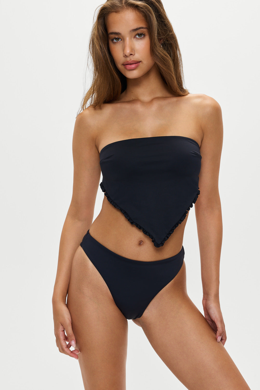 Beck High Waisted Bikini Bottom  Black