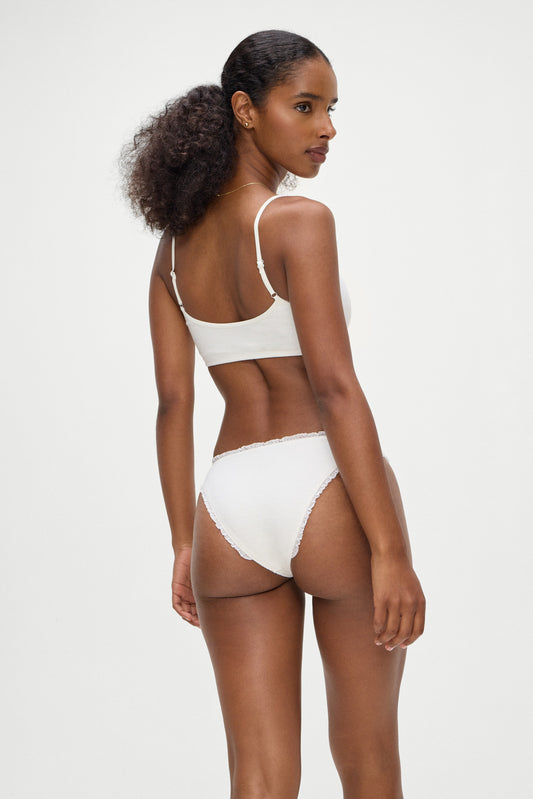 Product--Beck High Wasted Waffle Bikini Bottom White